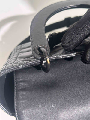 Dior Matte Black Lambskin Lady Dior Medium Bag