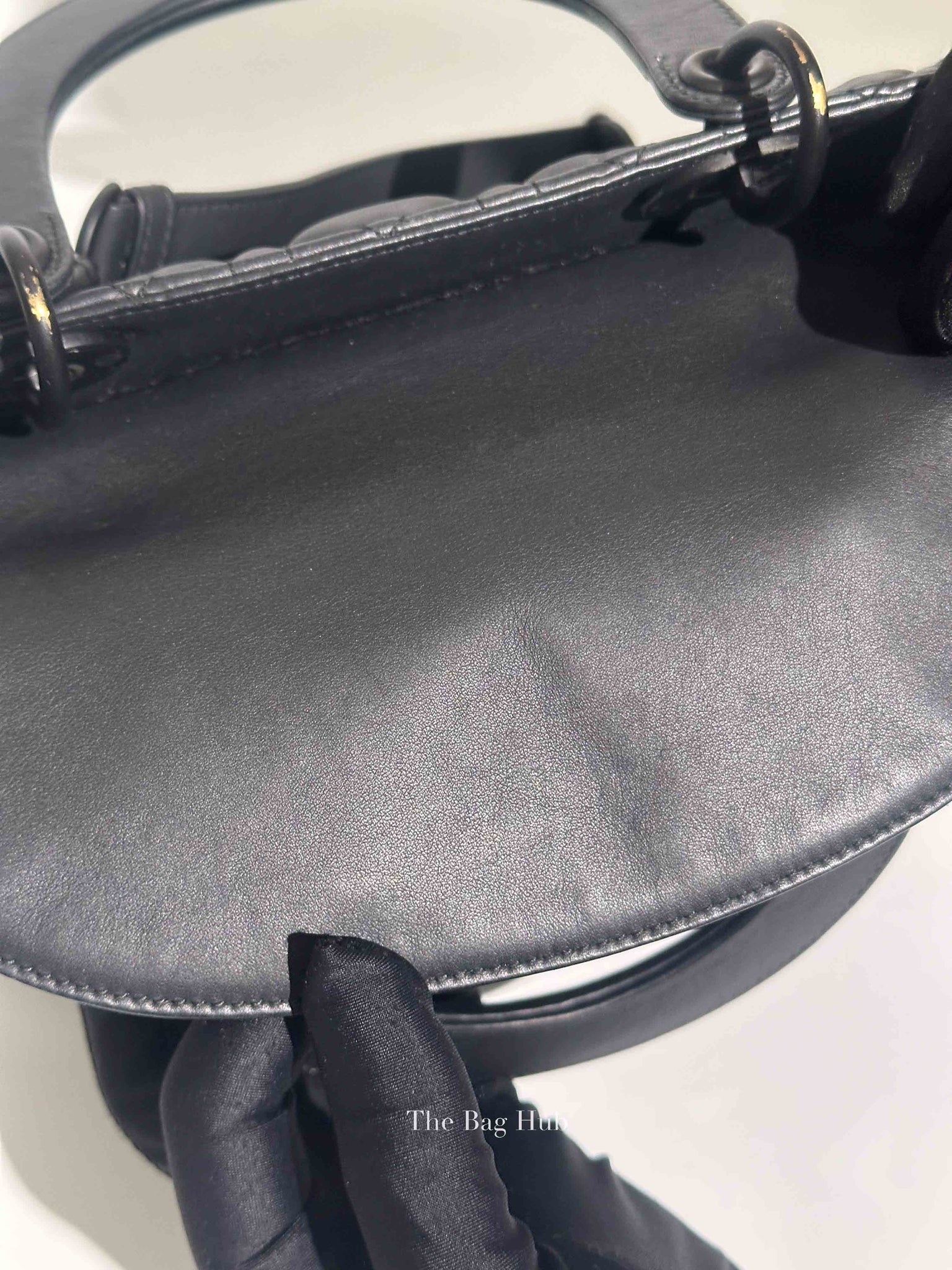 Dior Matte Black Lambskin Lady Dior Medium Bag