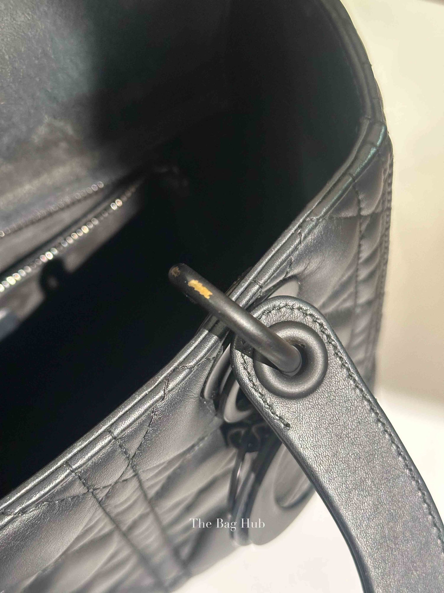 Dior Matte Black Lambskin Lady Dior Medium Bag