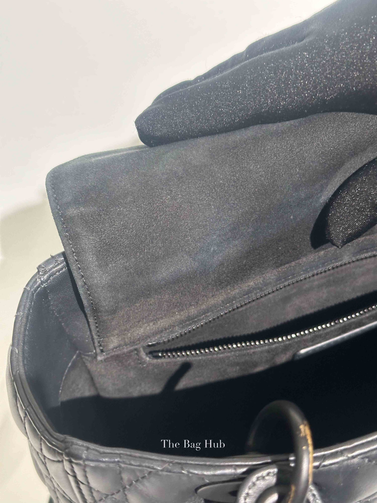 Dior Matte Black Lambskin Lady Dior Medium Bag