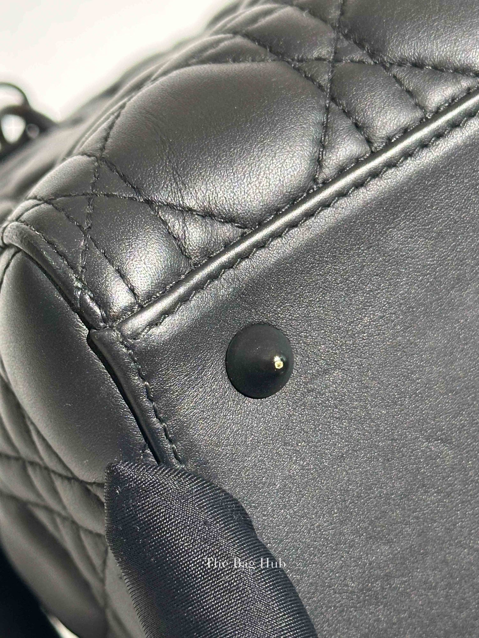 Dior Matte Black Lambskin Lady Dior Medium Bag