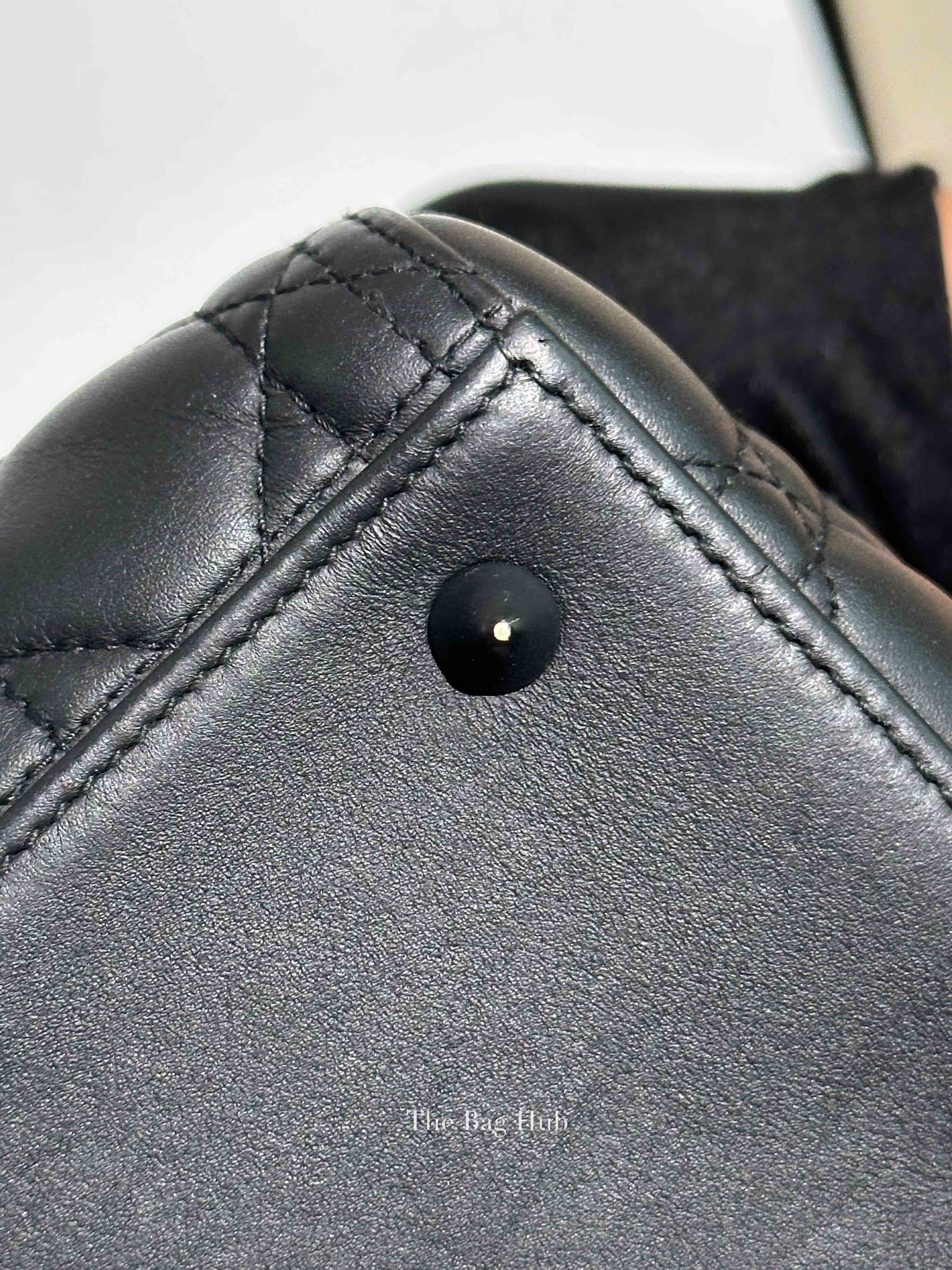 Dior Matte Black Lambskin Lady Dior Medium Bag