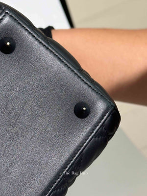 Dior Matte Black Lambskin Lady Dior Medium Bag