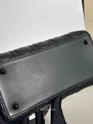 Dior Matte Black Lambskin Lady Dior Medium Bag