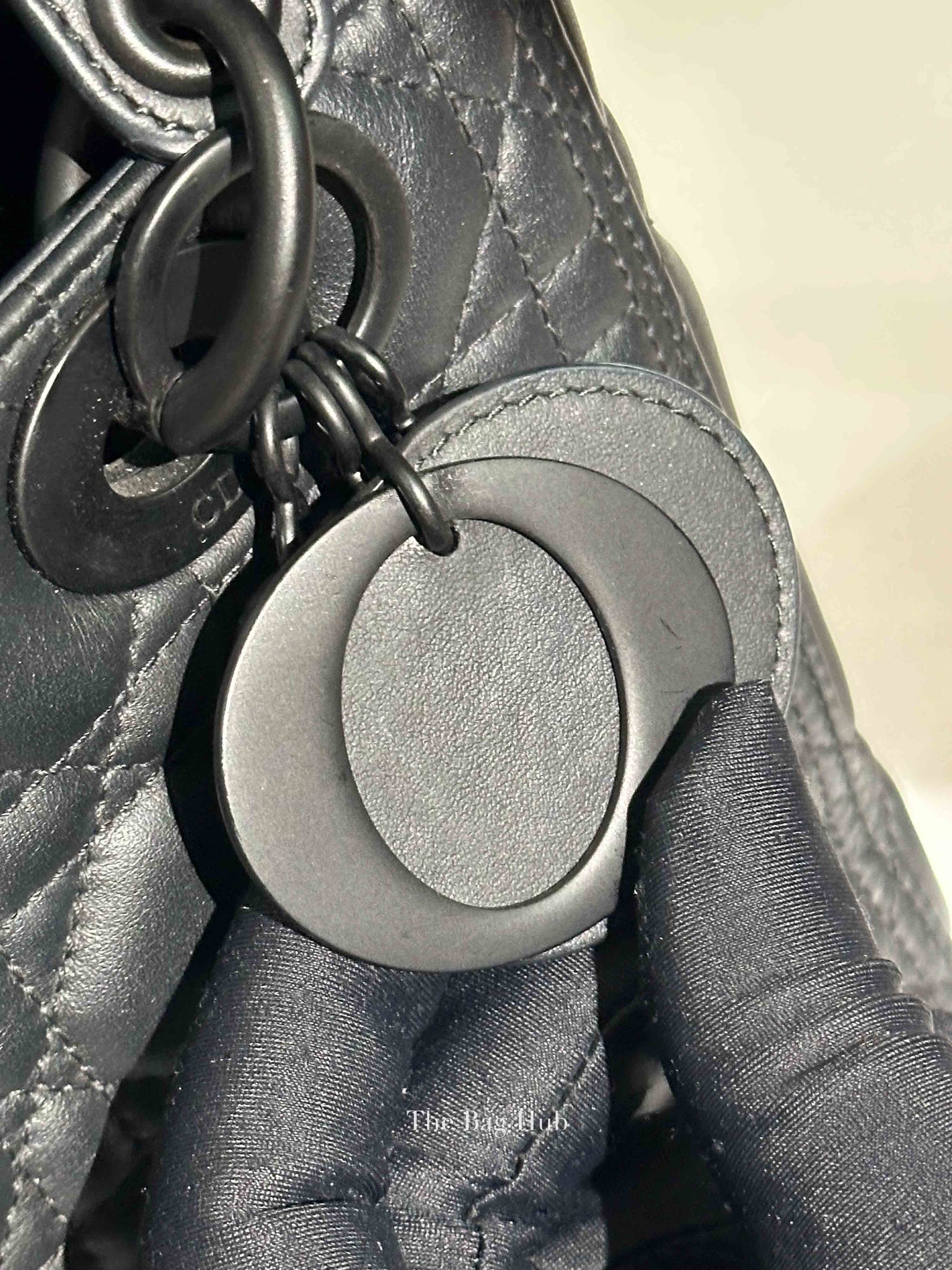 Dior Matte Black Lambskin Lady Dior Medium Bag