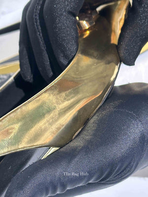 Versace Gold Patent Leather Medusa Slingback Flats Size 40