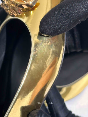 Versace Gold Patent Leather Medusa Slingback Flats Size 40