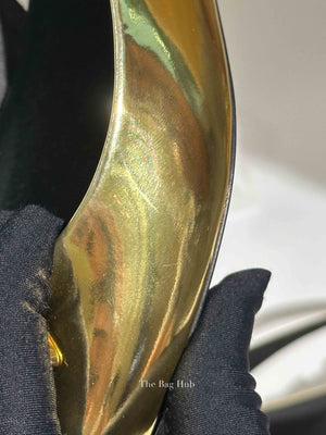 Versace Gold Patent Leather Medusa Slingback Flats Size 40