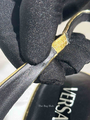 Versace Gold Patent Leather Medusa Slingback Flats Size 40