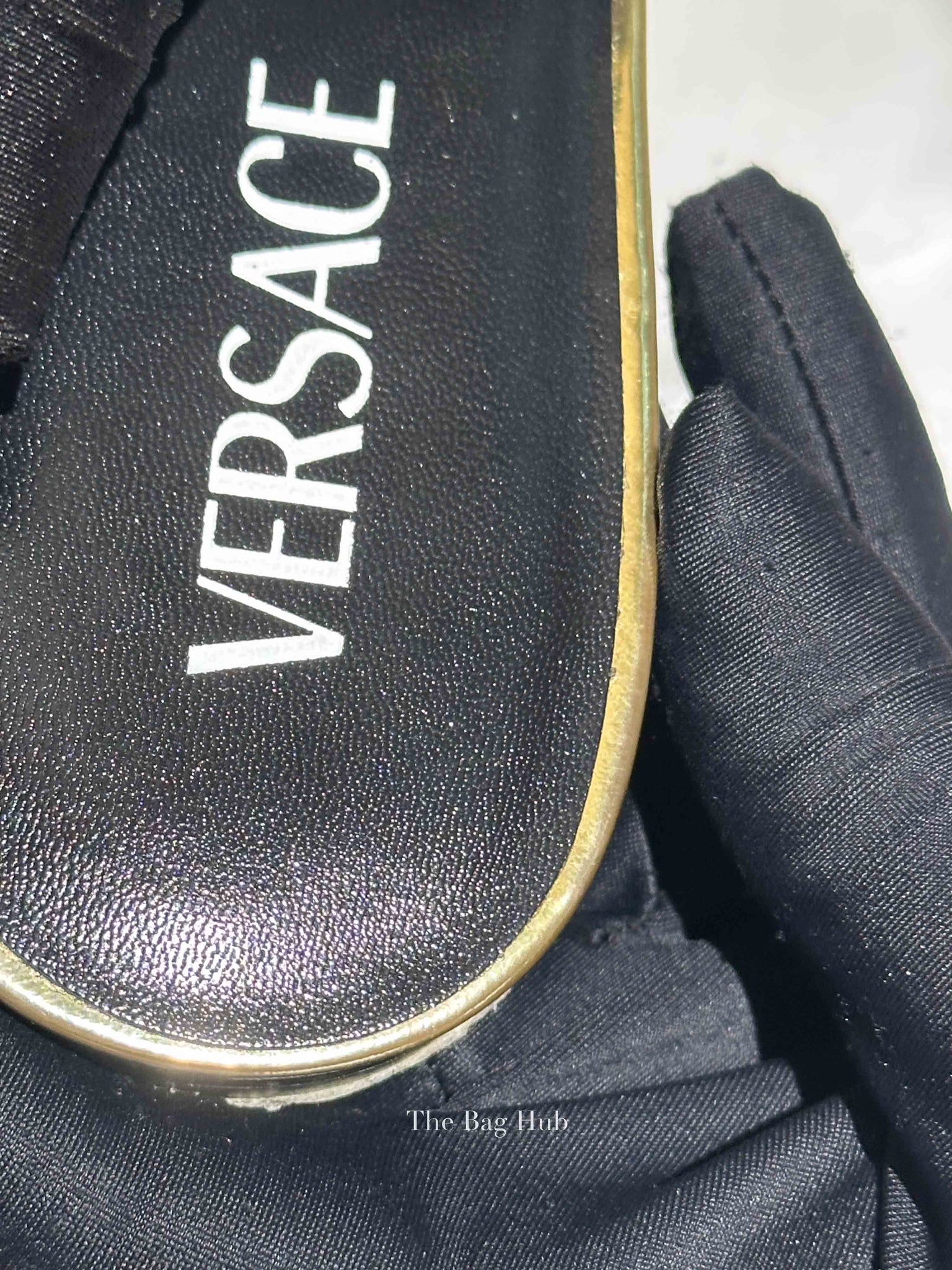 Versace Gold Patent Leather Medusa Slingback Flats Size 40