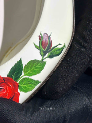 Dolce & Gabbana White Leather Jeweled Floral Print Pointed Toe 65mm Pumps Size 39.5
