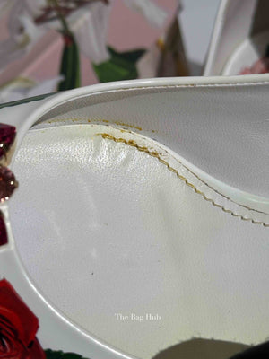 Dolce & Gabbana White Leather Jeweled Floral Print Pointed Toe 65mm Pumps Size 39.5