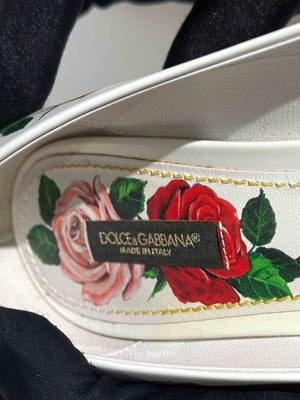 Dolce & Gabbana White Leather Jeweled Floral Print Pointed Toe 65mm Pumps Size 39.5