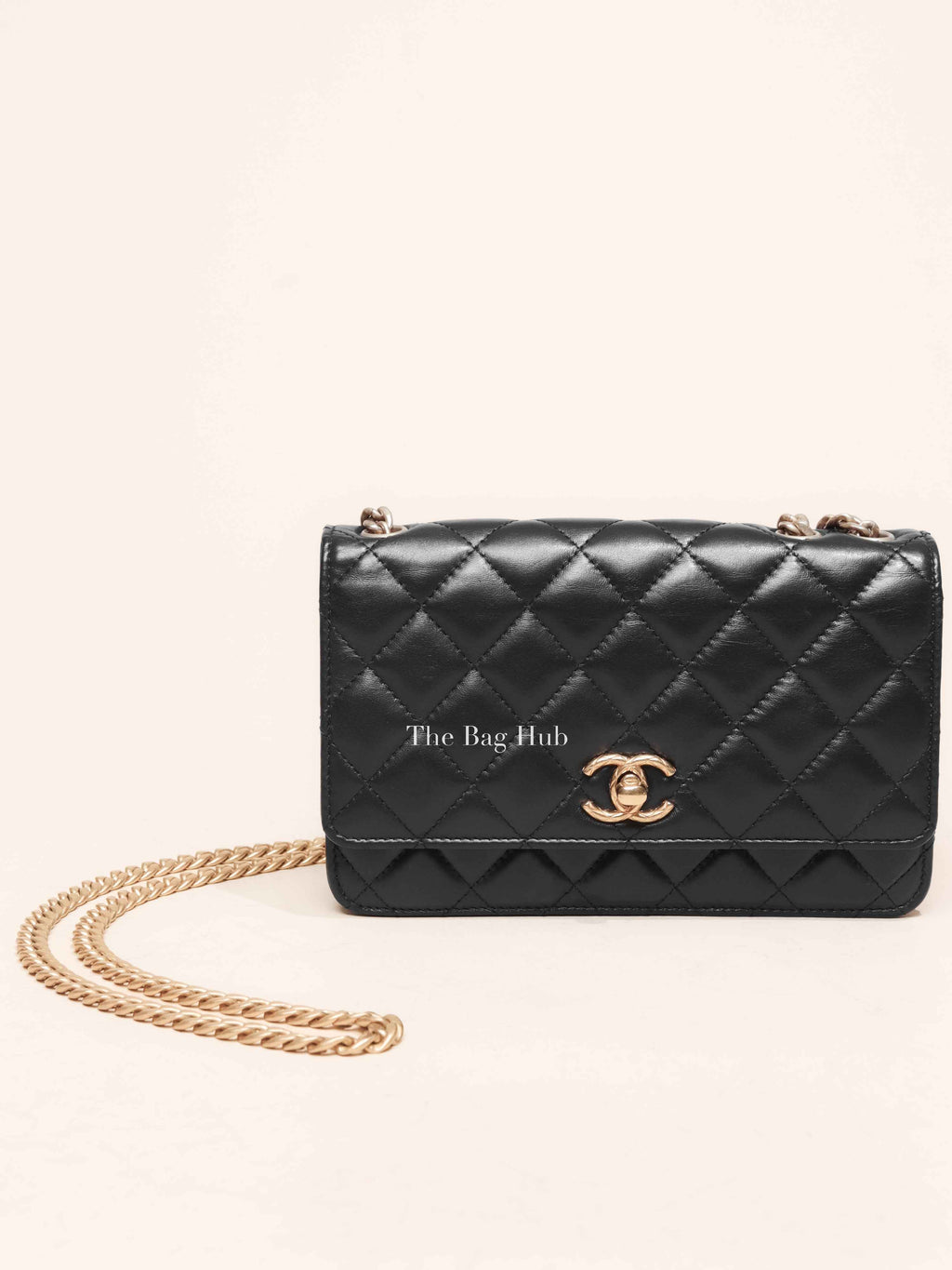Chanel Black Lambskin Quilted Pillow Crush Wallet On Chain