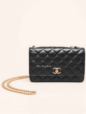 Chanel Black Lambskin Quilted Pillow Crush Wallet On Chain