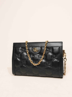 Gucci Black GG Matelesse Leather Slim Chain Small Clutch Bag