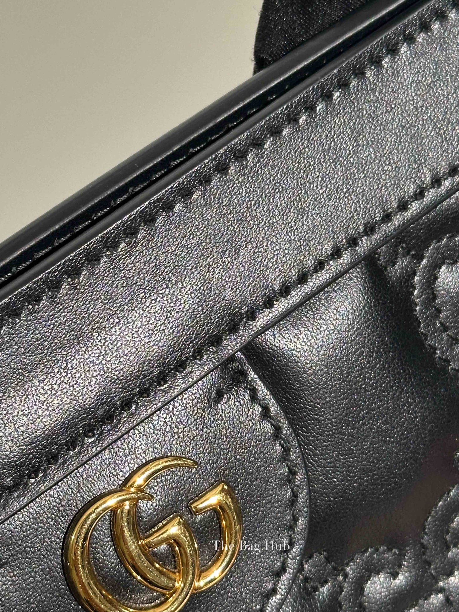 Gucci Black GG Matelesse Leather Slim Chain Small Clutch Bag