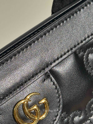 Gucci Black GG Matelesse Leather Slim Chain Small Clutch Bag