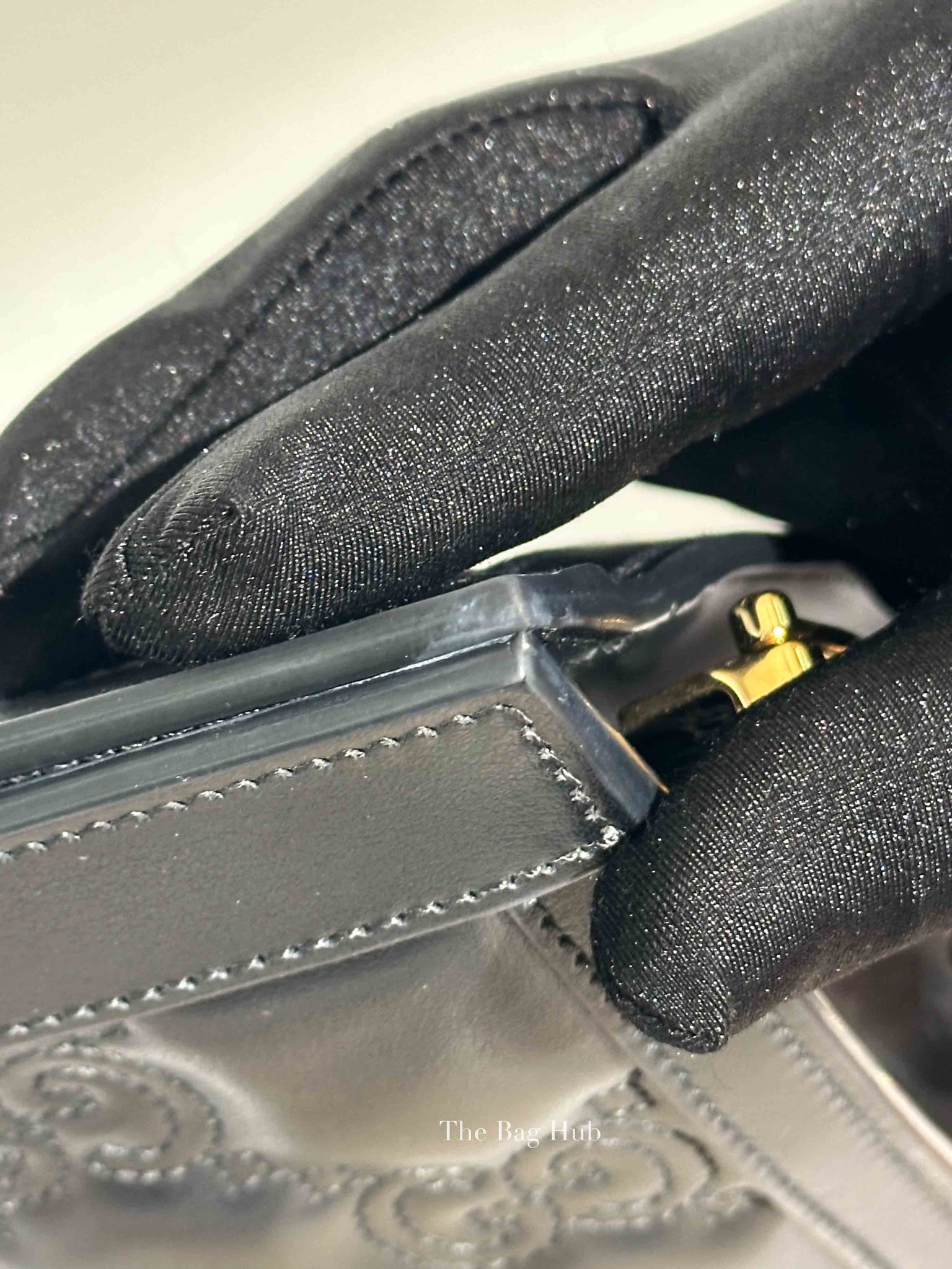 Gucci Black GG Matelesse Leather Slim Chain Small Clutch Bag