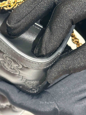 Gucci Black GG Matelesse Leather Slim Chain Small Clutch Bag