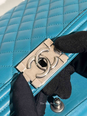 Chanel Teal Lambskin Quilted Le Boy Large Bag
