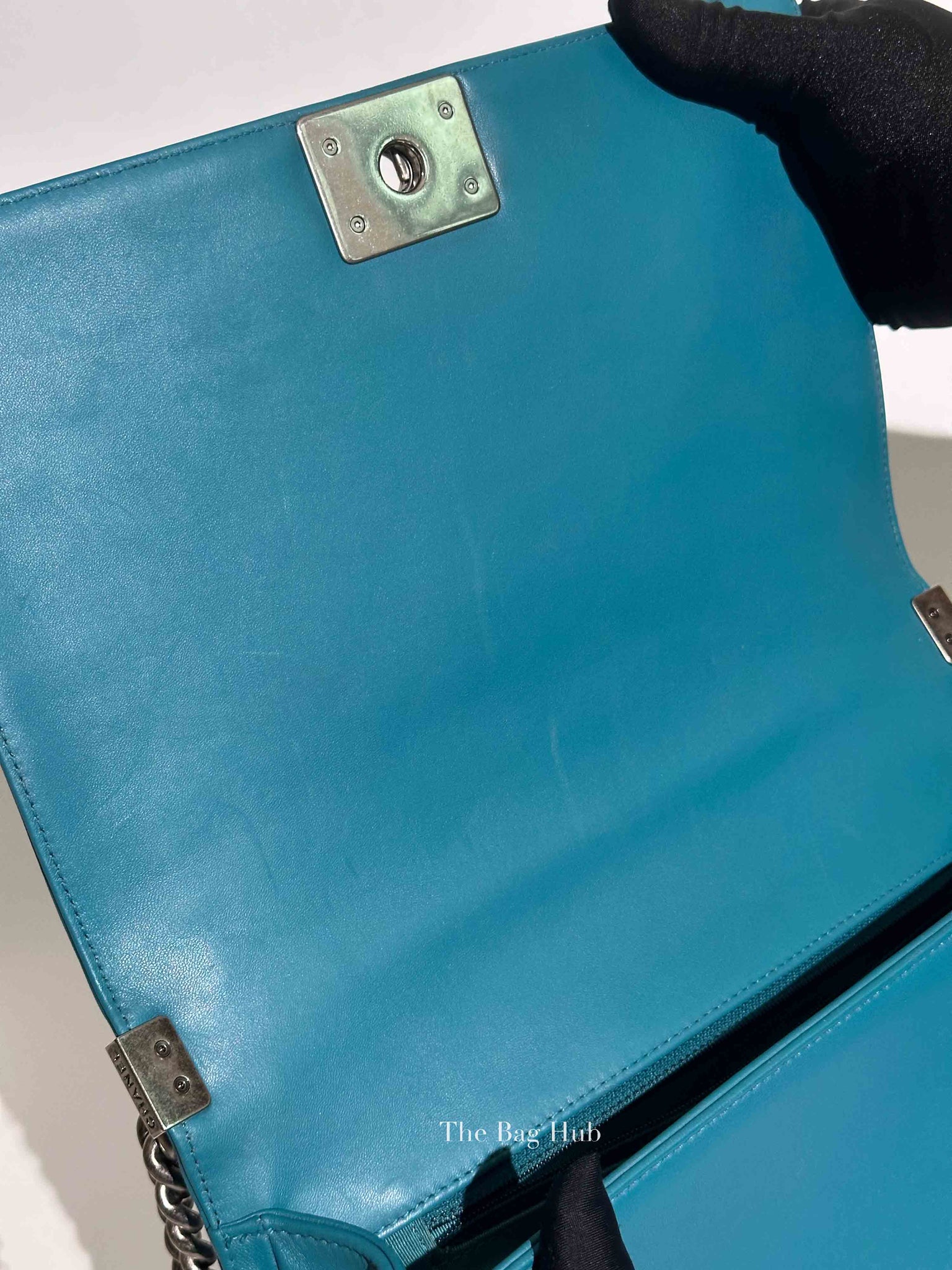 Chanel Teal Lambskin Quilted Le Boy Large Bag
