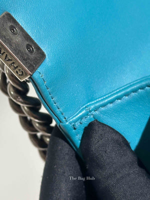 Chanel Teal Lambskin Quilted Le Boy Large Bag
