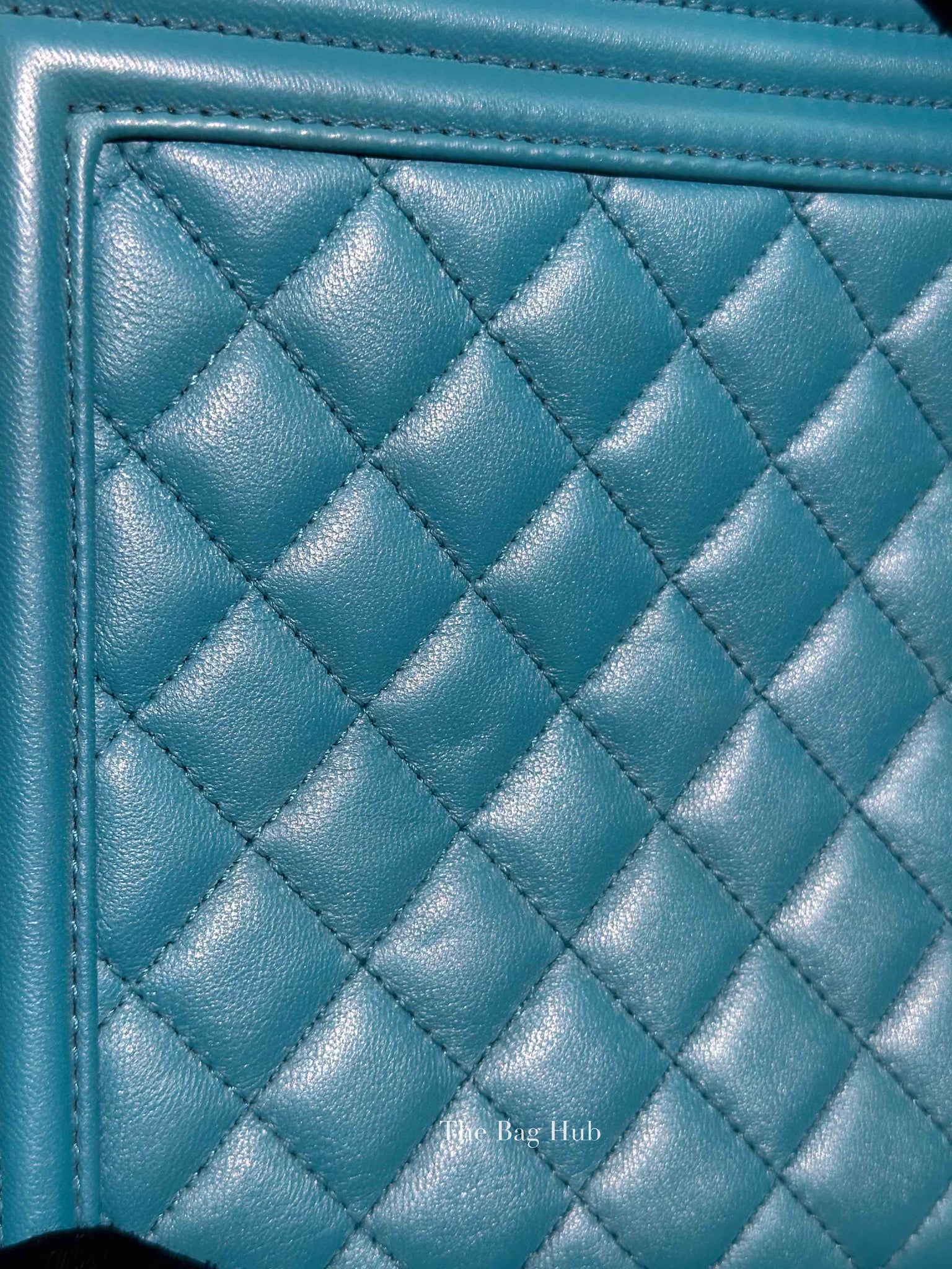 Chanel Teal Lambskin Quilted Le Boy Large Bag
