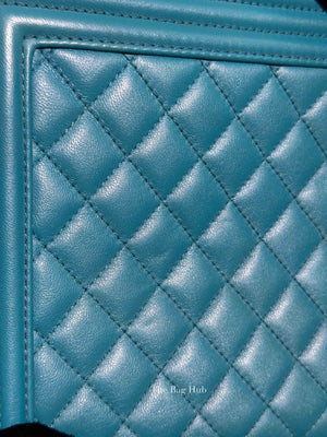 Chanel Teal Lambskin Quilted Le Boy Large Bag