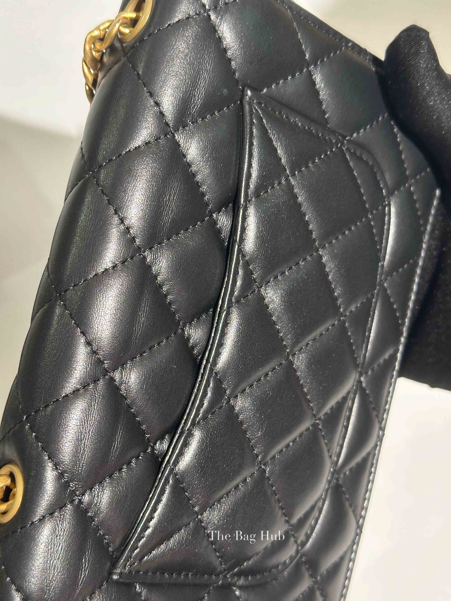 Chanel Black Lambskin Quilted Pillow Crush Wallet On Chain