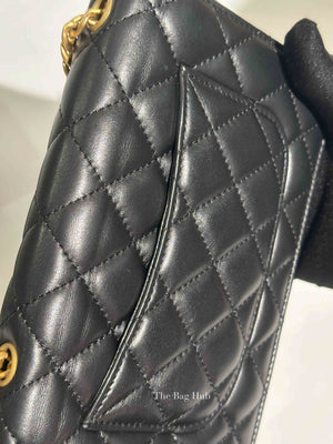 Chanel Black Lambskin Quilted Pillow Crush Wallet On Chain