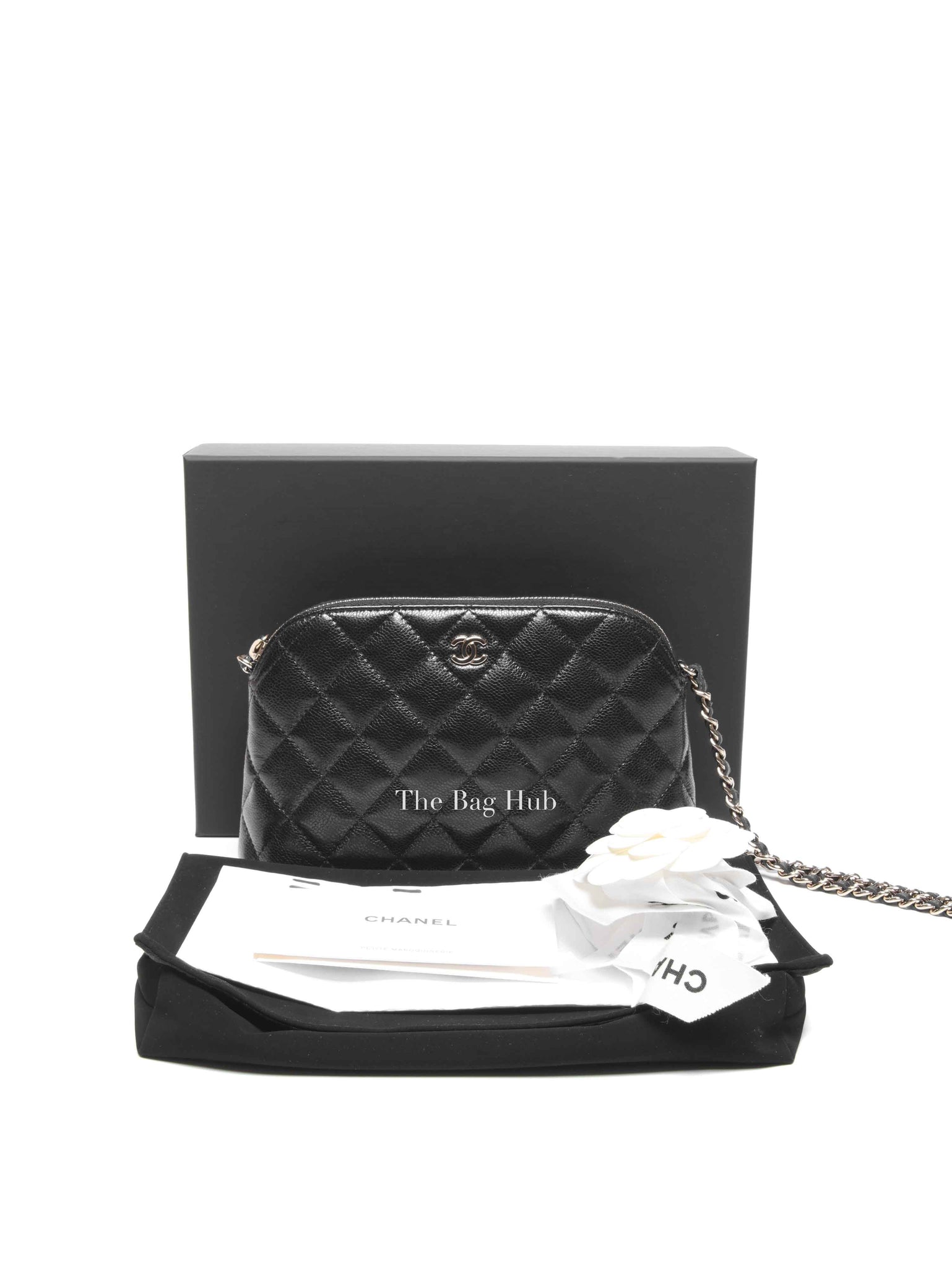 Chanel Black Caviar Quilted 24A Classic Clutch with Chain GHW