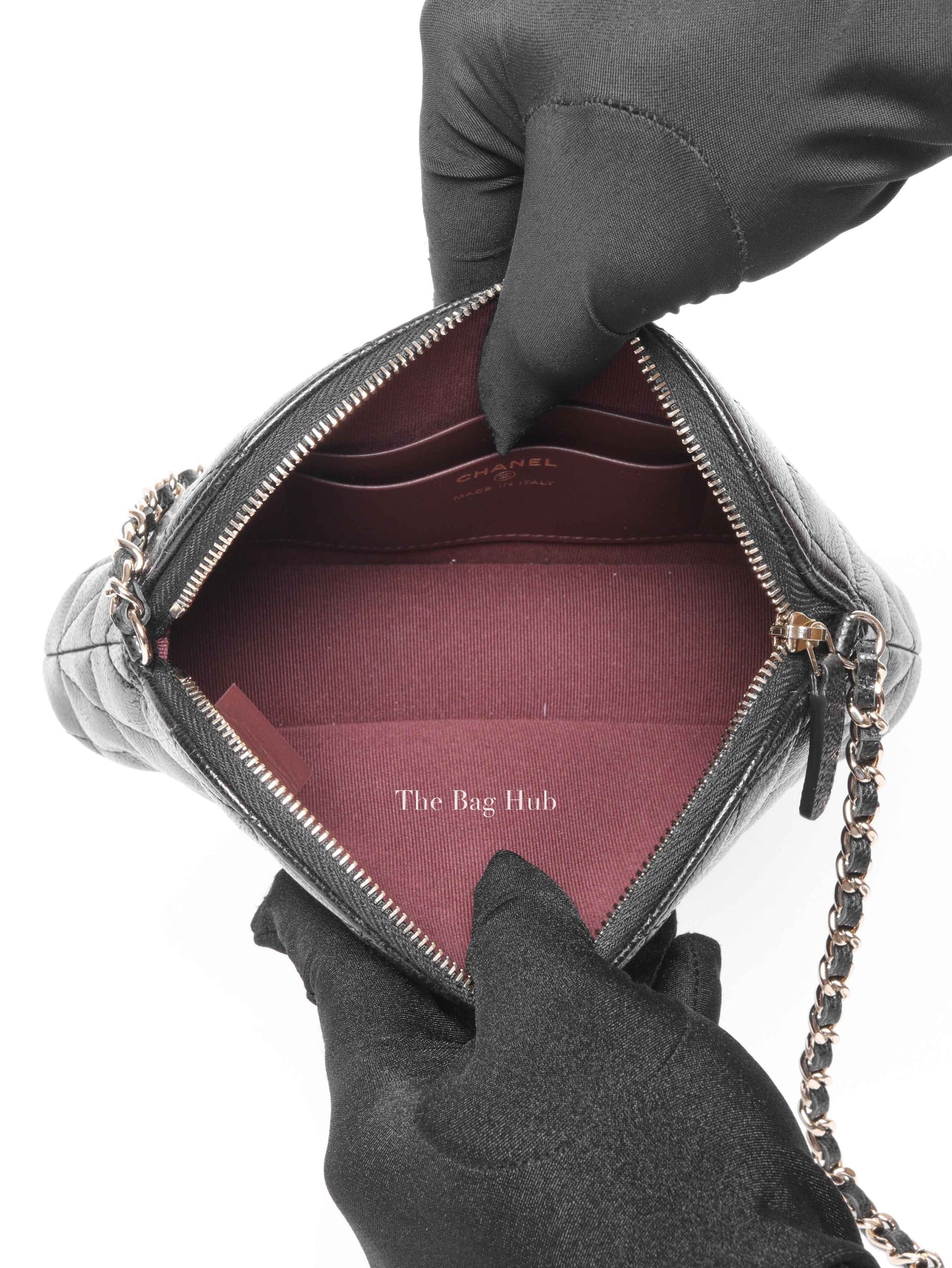 Chanel Black Caviar Quilted 24A Classic Clutch with Chain GHW