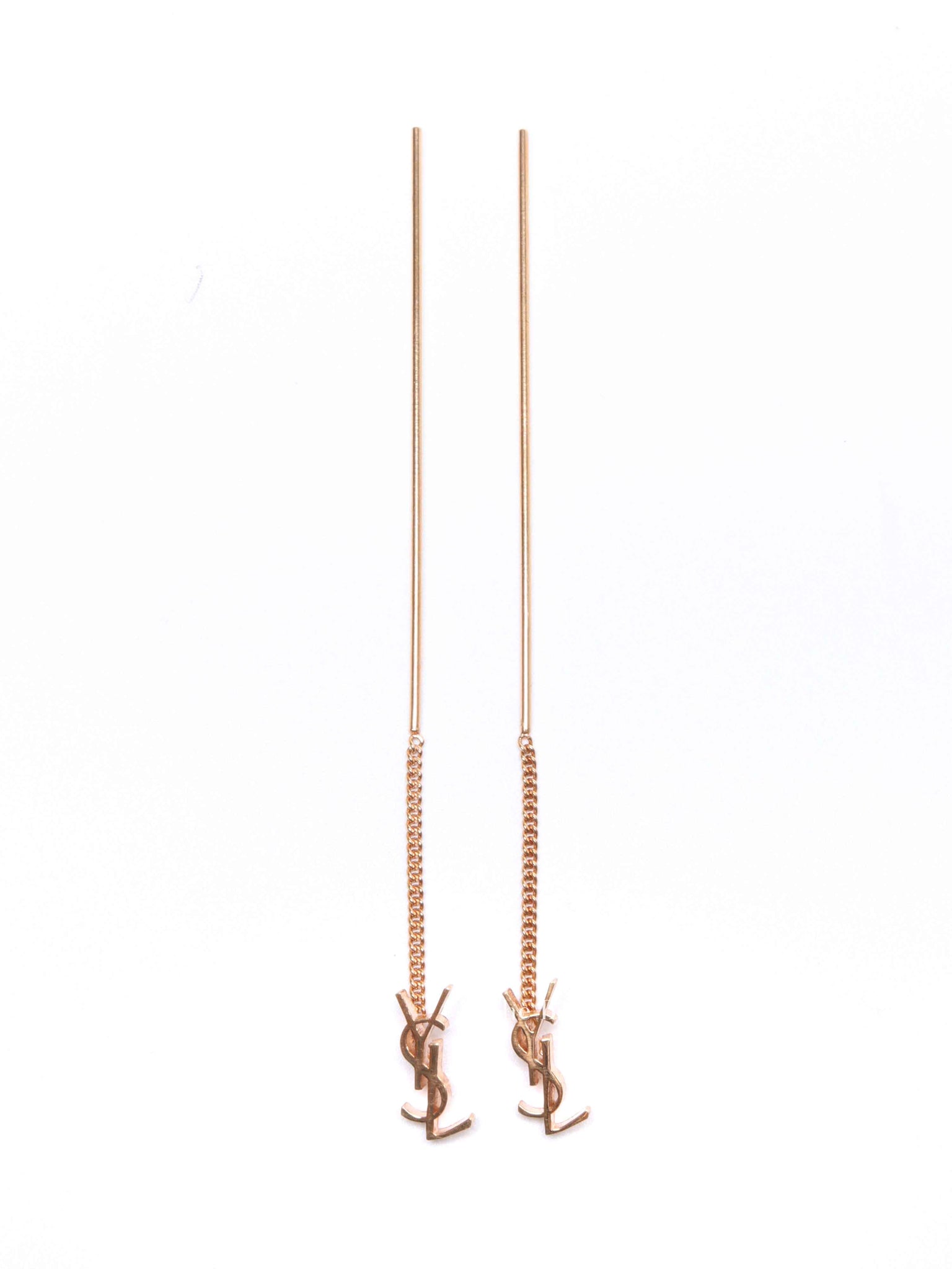 Saint Laurent Gold Cassandre Threader Earrings