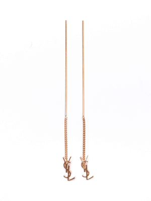 Saint Laurent Gold Cassandre Threader Earrings