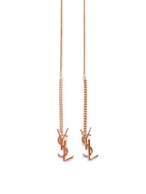 Saint Laurent Gold Cassandre Threader Earrings