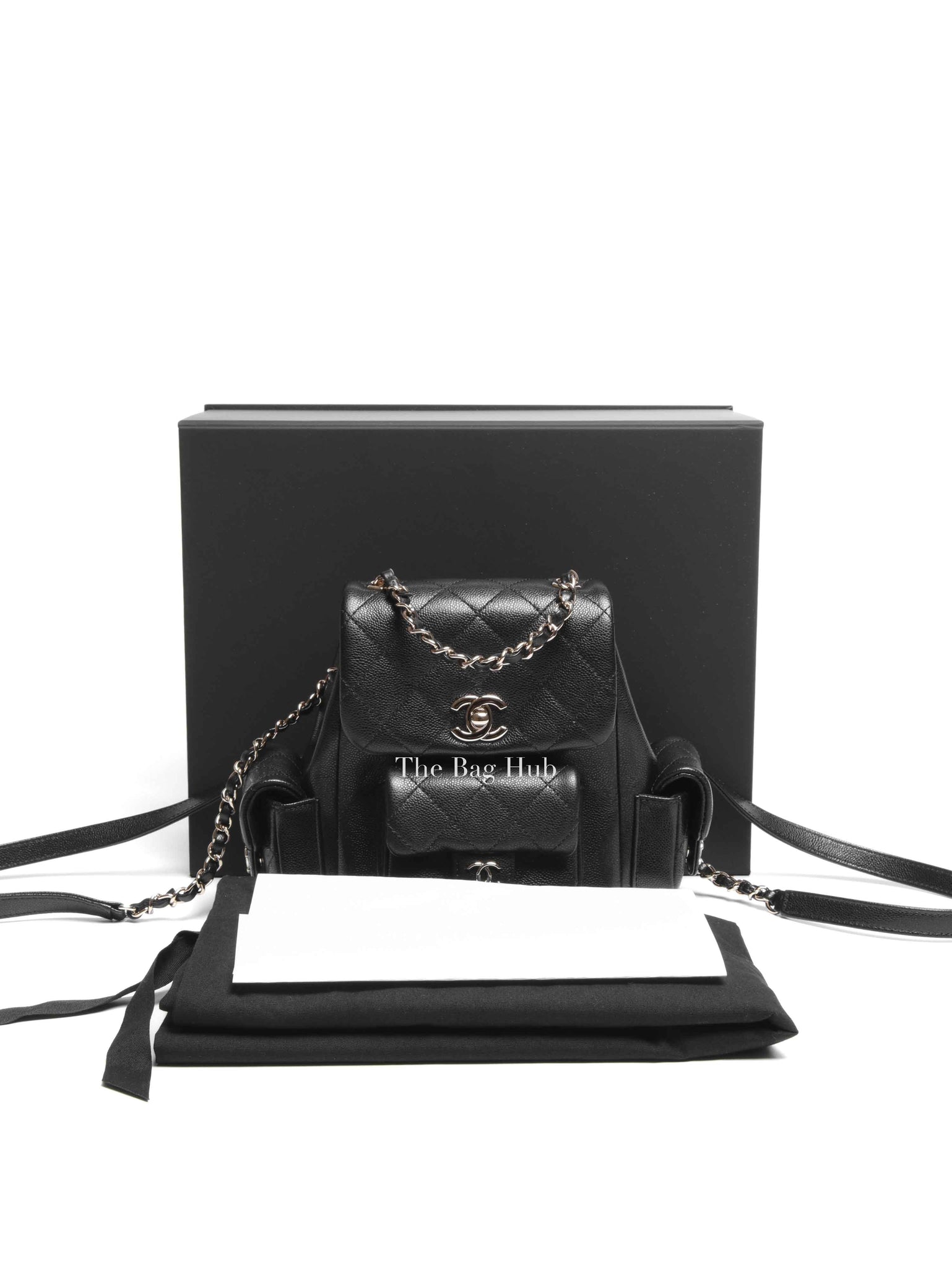Chanel Black Shiny Caviar Quilted Small Cargo Duma Backpack