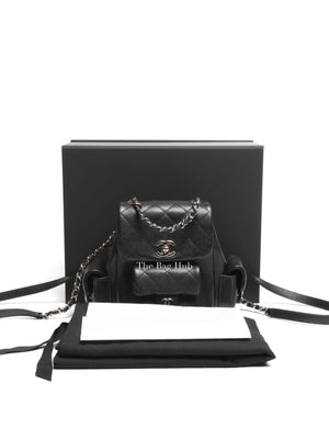 Chanel Black Shiny Caviar Quilted Small Cargo Duma Backpack