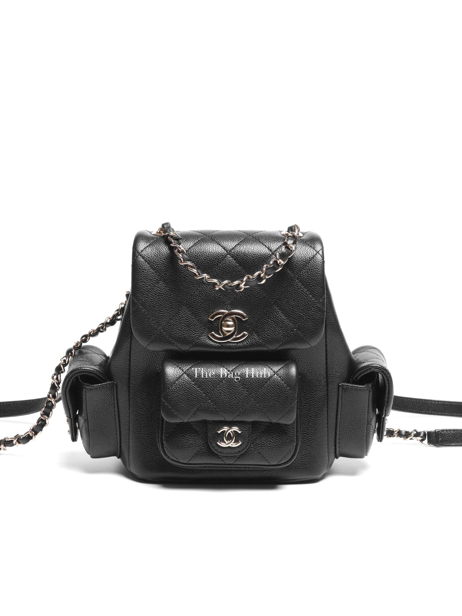Chanel Black Shiny Caviar Quilted Small Cargo Duma Backpack