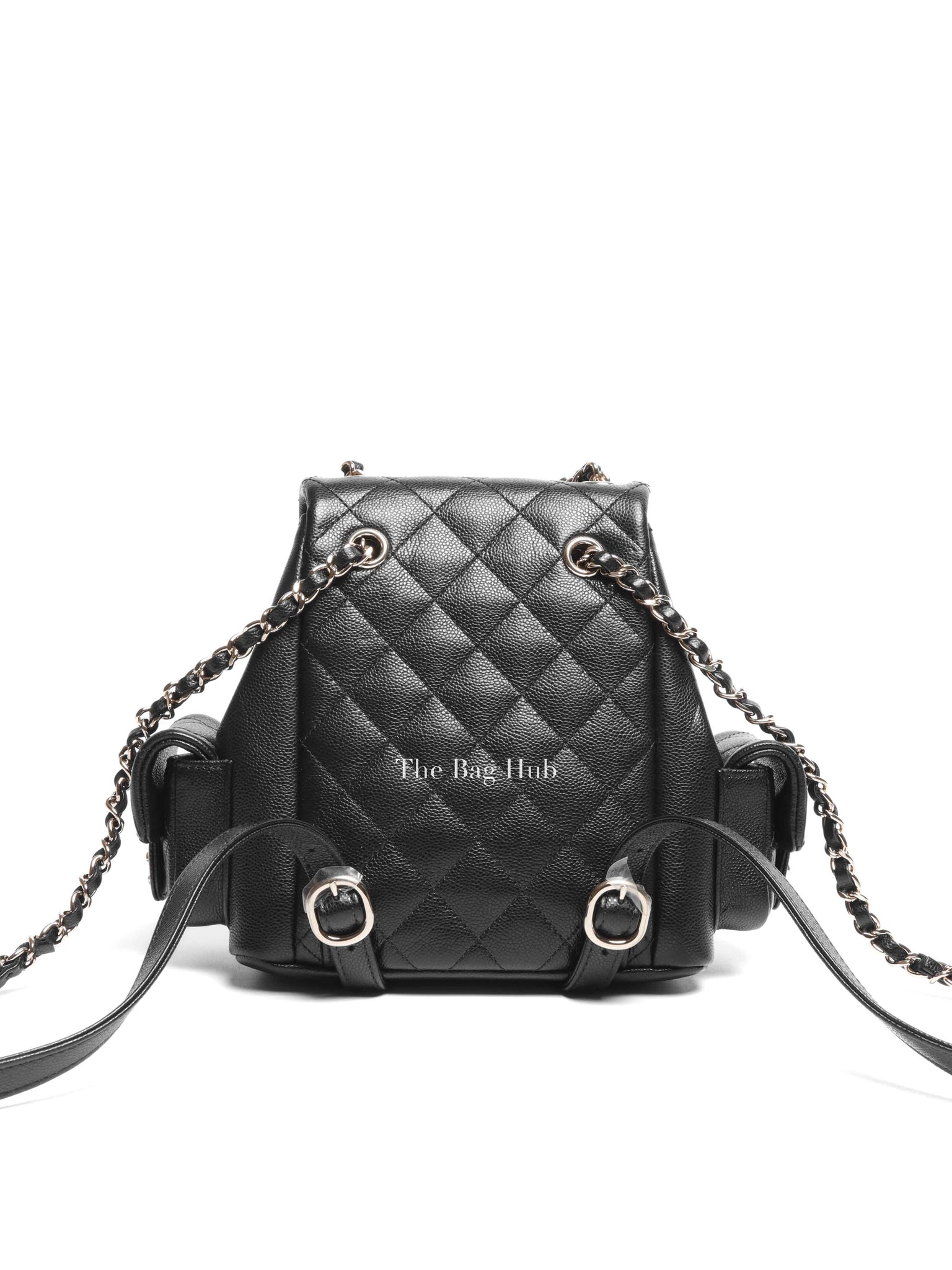 Chanel Black Shiny Caviar Quilted Small Cargo Duma Backpack