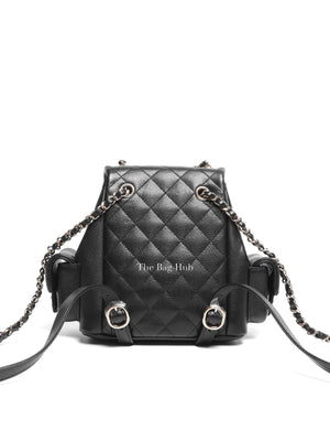 Chanel Black Shiny Caviar Quilted Small Cargo Duma Backpack