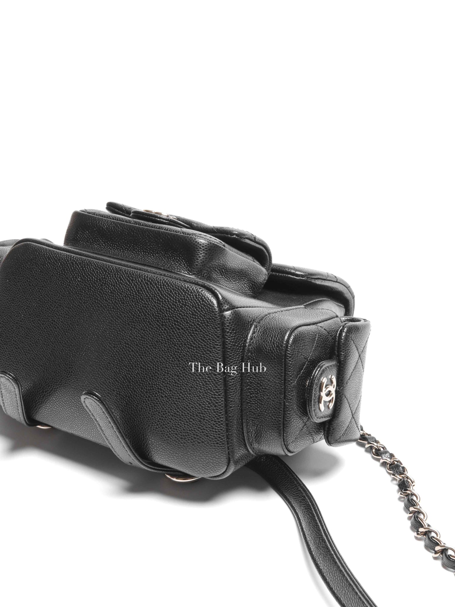 Chanel Black Shiny Caviar Quilted Small Cargo Duma Backpack