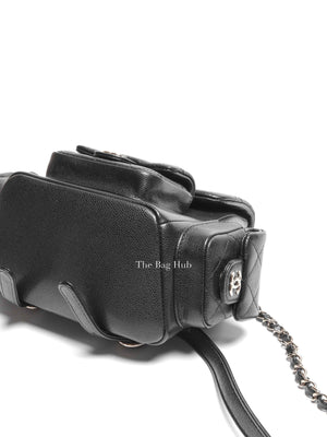 Chanel Black Shiny Caviar Quilted Small Cargo Duma Backpack