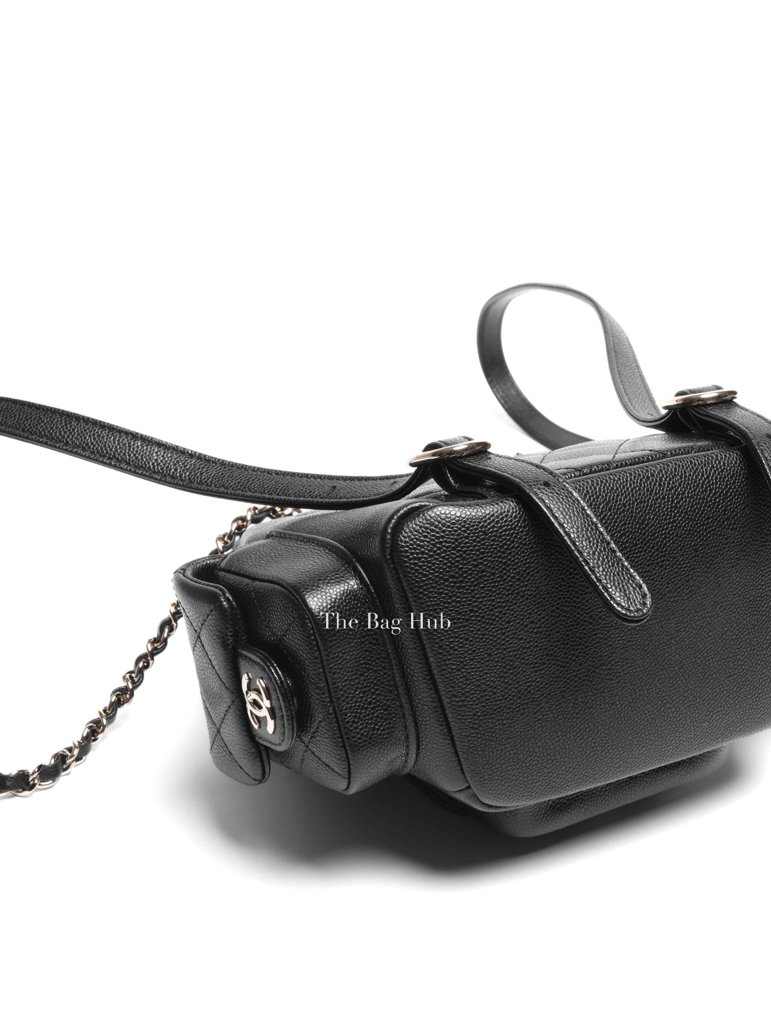 Chanel Black Shiny Caviar Quilted Small Cargo Duma Backpack