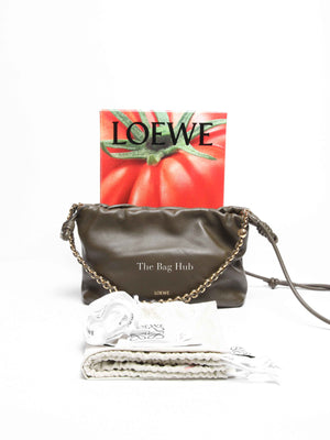 Loewe Dark Khaki Nappa Calfskin Medium Flamenco Bag