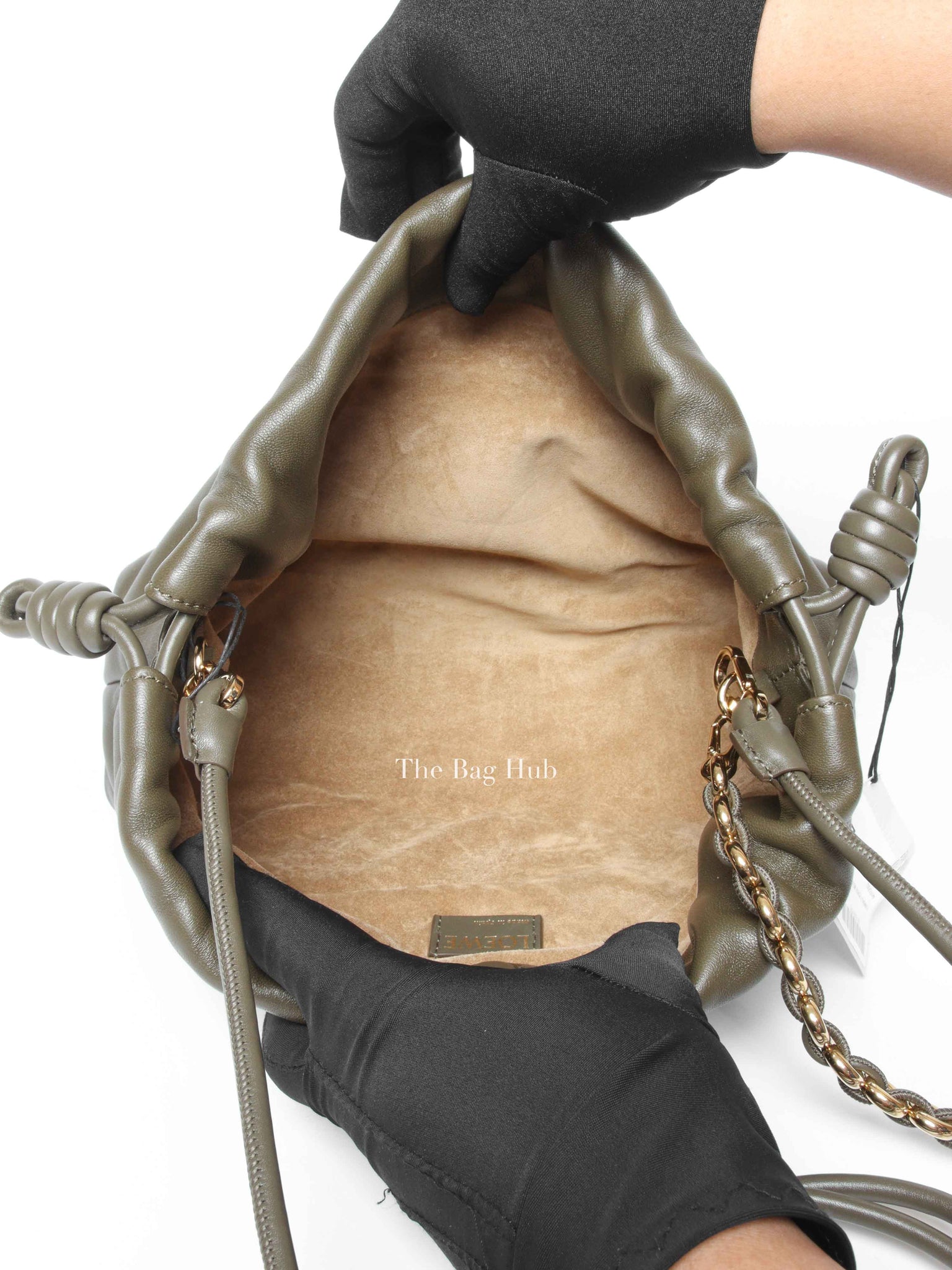 Loewe Dark Khaki Nappa Calfskin Medium Flamenco Bag