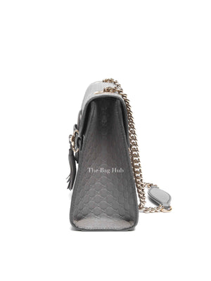 Gucci Dark Grey Calfskin Microguccisima Medium Emily Chain Shoulder Bag