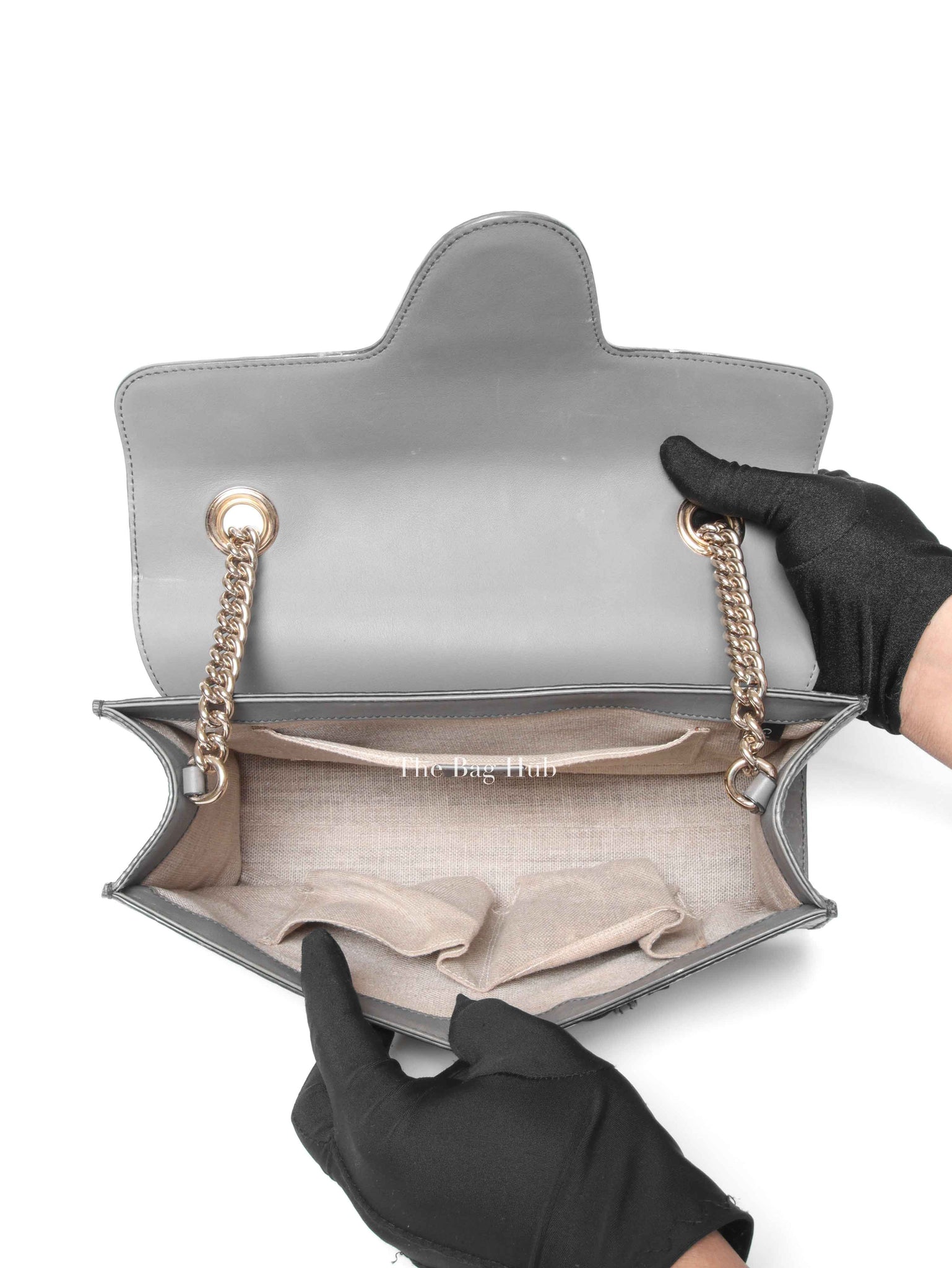 Gucci Dark Grey Calfskin Microguccisima Medium Emily Chain Shoulder Bag