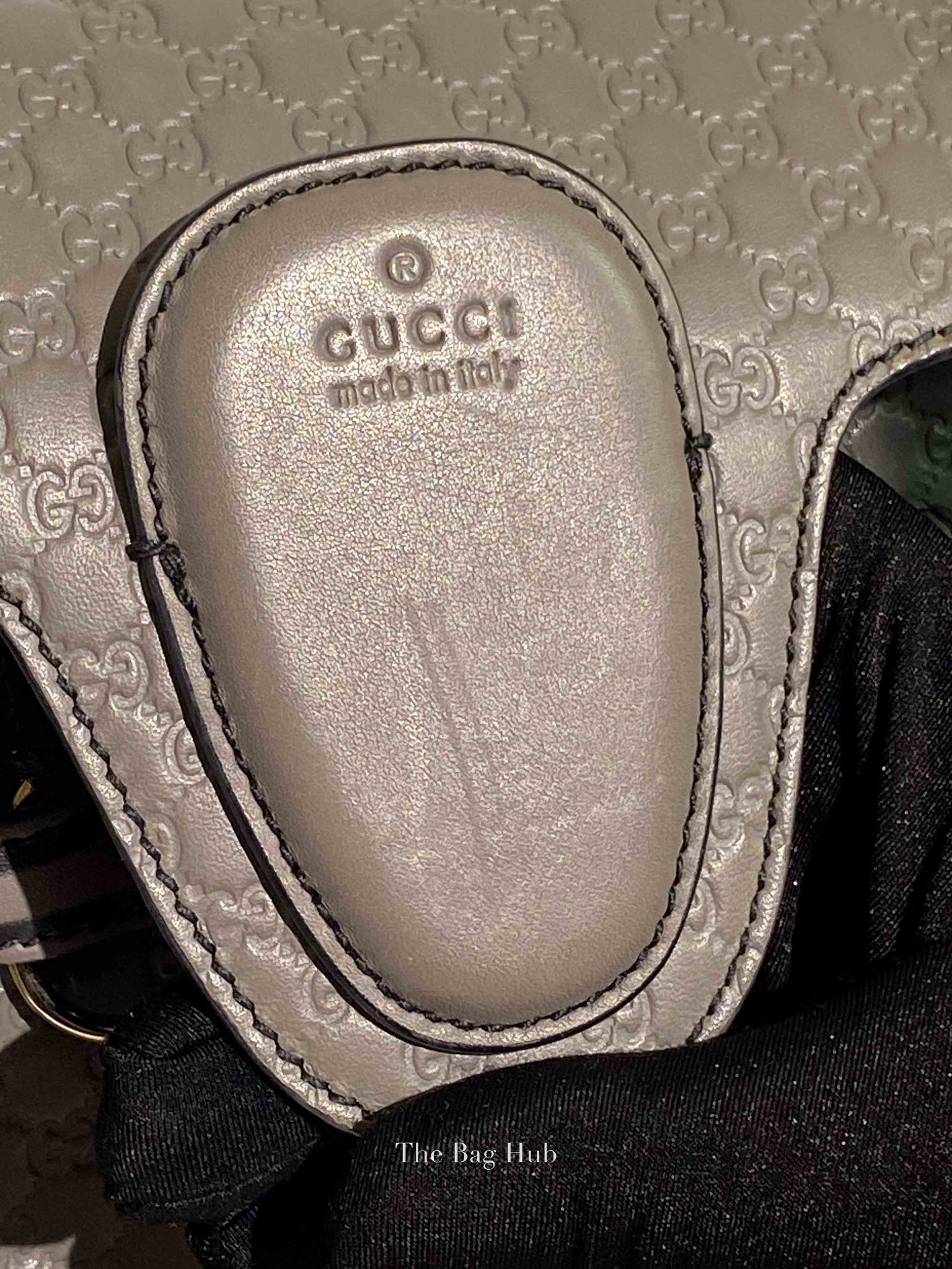 Gucci Dark Grey Calfskin Microguccisima Medium Emily Chain Shoulder Bag