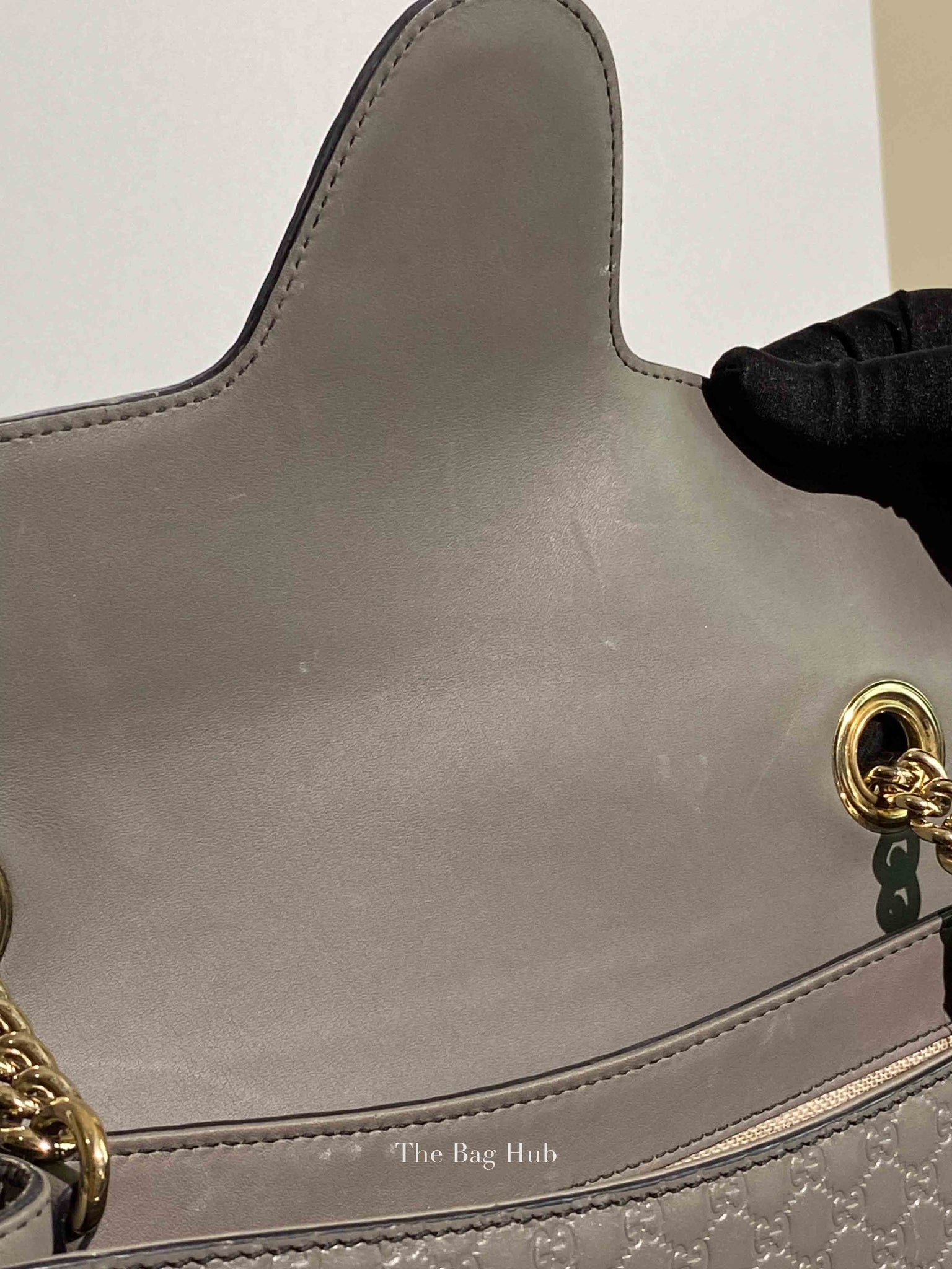 Gucci Dark Grey Calfskin Microguccisima Medium Emily Chain Shoulder Bag